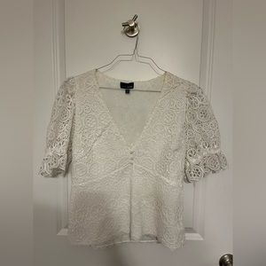 Lucy Paris white V-Neck lace top